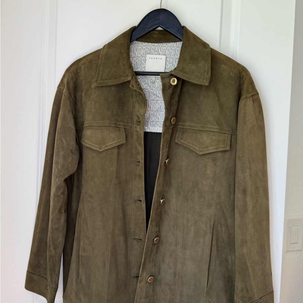 Sandro Olive Suede Jacket